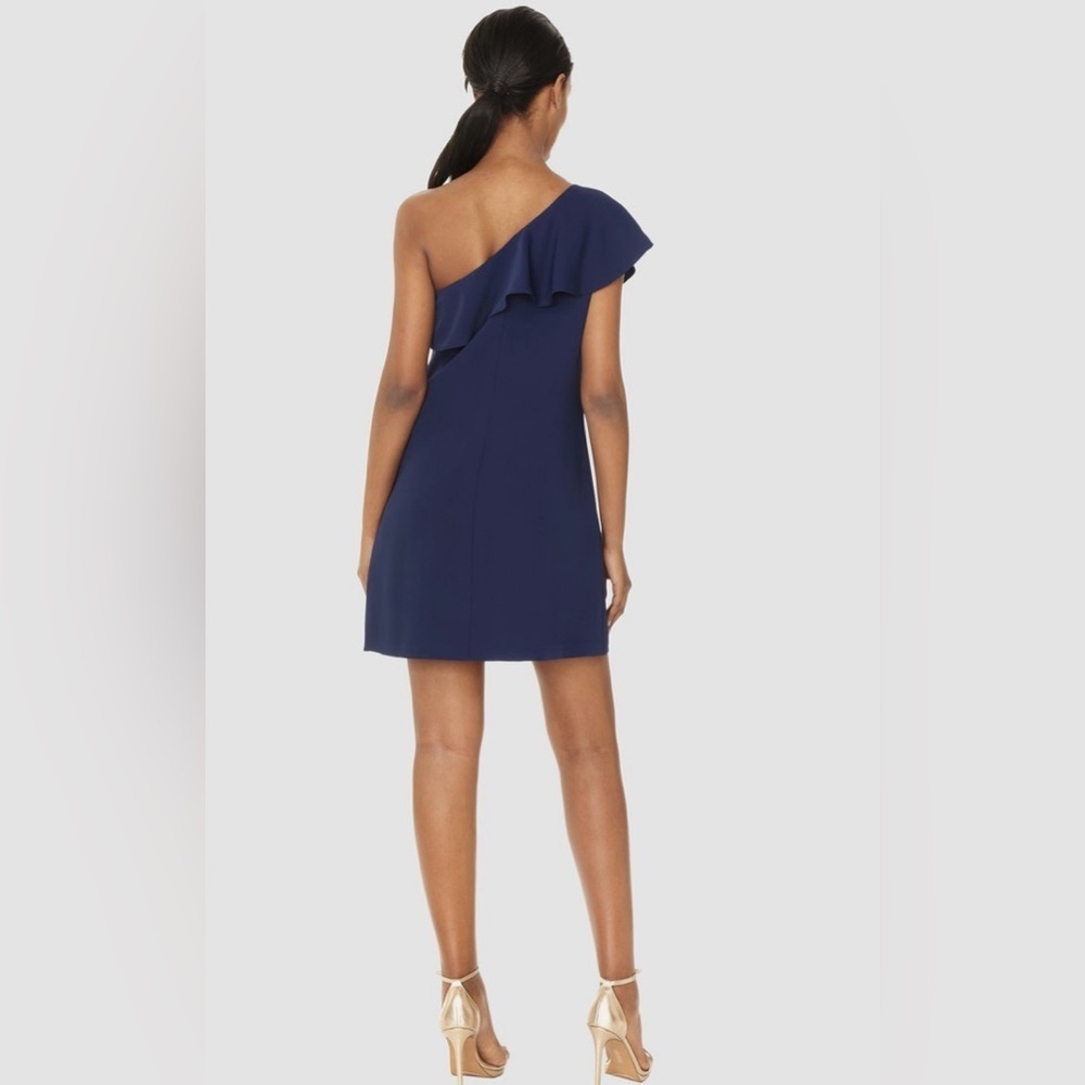 Cooper & Ella Blue Asymmetrical Ruffled Cocktail Dress - Picture 2 of 8